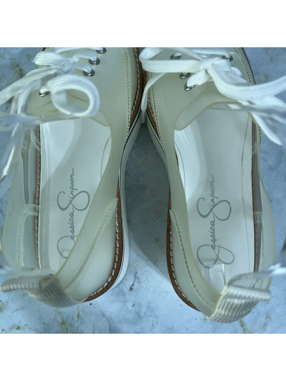 Jessica Simpson Women's Size 9M Shoes Clear White Foggy Comfort Platform Oxfords
